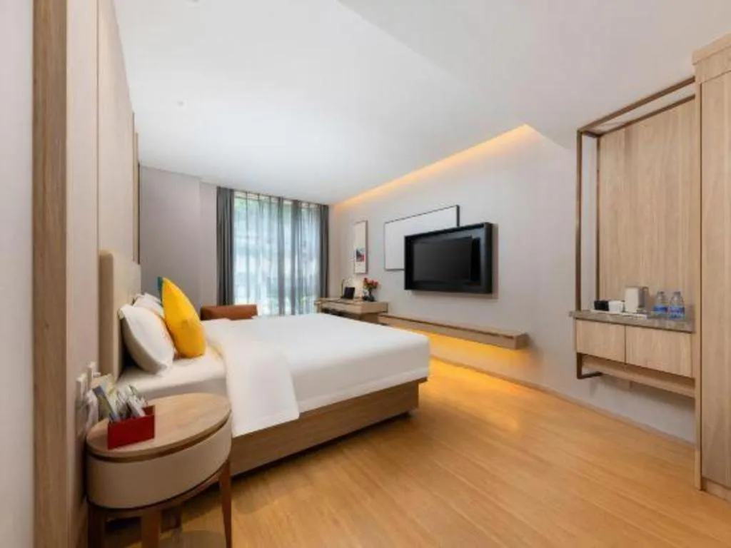 Bed in GreenTree Eastern Hotel Shenzhen Nanshan District Qianhai Free Trade Zone Lilin Metro Station