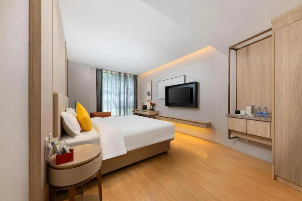 Bed in GreenTree Eastern Hotel Shenzhen Nanshan District Qianhai Free Trade Zone Lilin Metro Station