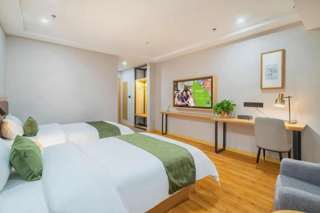 Bed in GreenTree Inn Jiangsu Huai'an Qiangjiangpu District Shuidukou Avenue