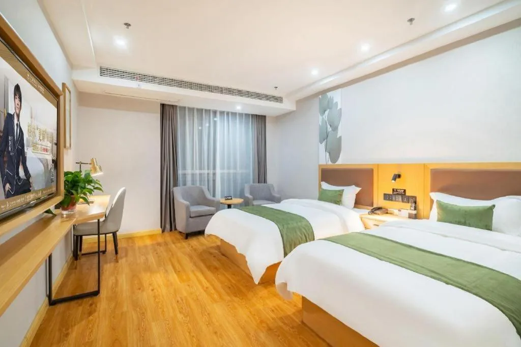 Bed in GreenTree Inn Jiangsu Huai'an Qiangjiangpu District Shuidukou Avenue