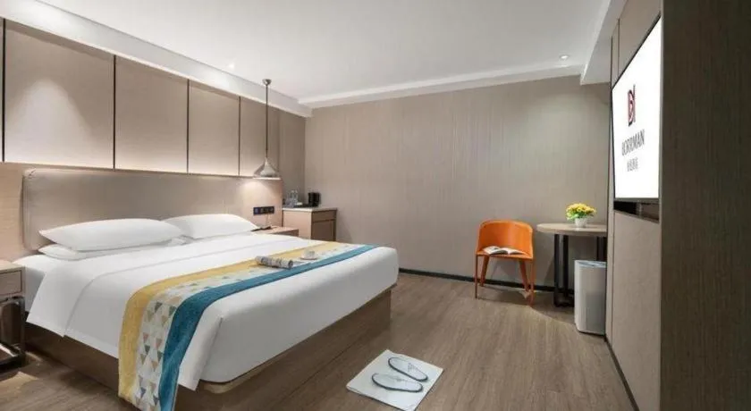 Bed in Borrman Hotel Changsha Meixi Lake West Bus Station Lugu