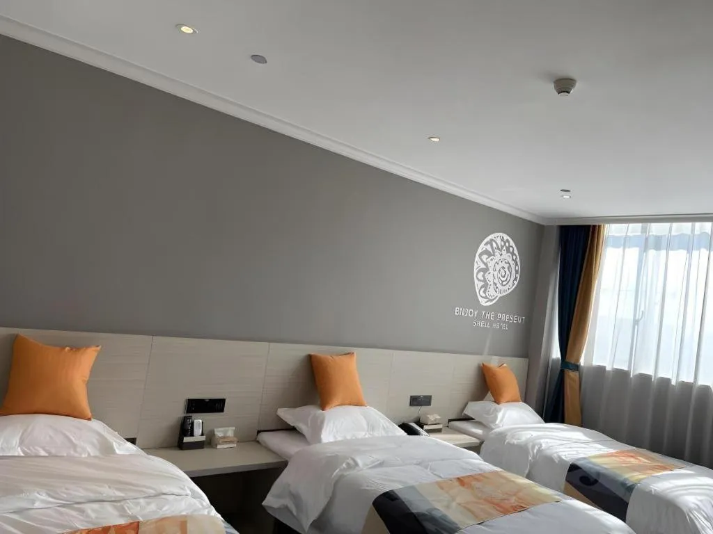 Bed in Shell Hotel Huai'an Zhuqiao Industrial Park