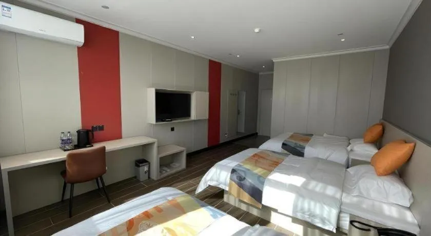 Bed in Shell Hotel Huai'an Zhuqiao Industrial Park