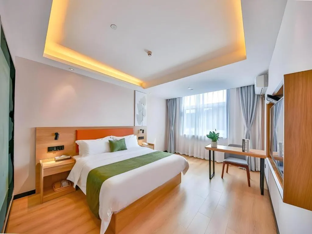 Bed in Green Tree Inn Express Zhejiang Zhoushan Xincheng Zheda