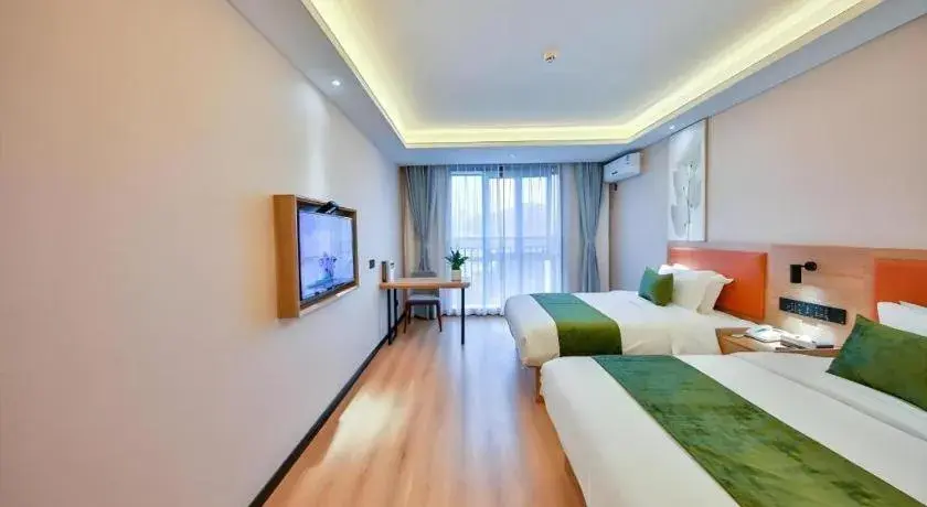 Bed in Green Tree Inn Express Zhejiang Zhoushan Xincheng Zheda Bed in Green Tree Inn Express Zhejiang Zhoushan Xincheng Zheda