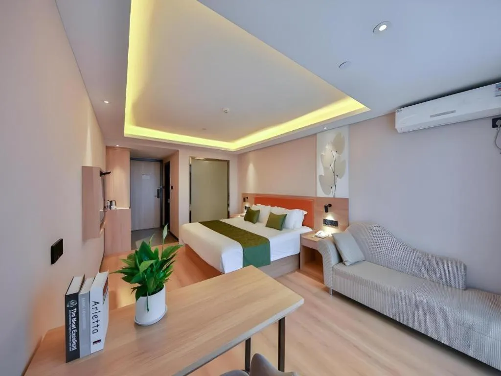 Bed in Green Tree Inn Express Zhejiang Zhoushan Xincheng Zheda