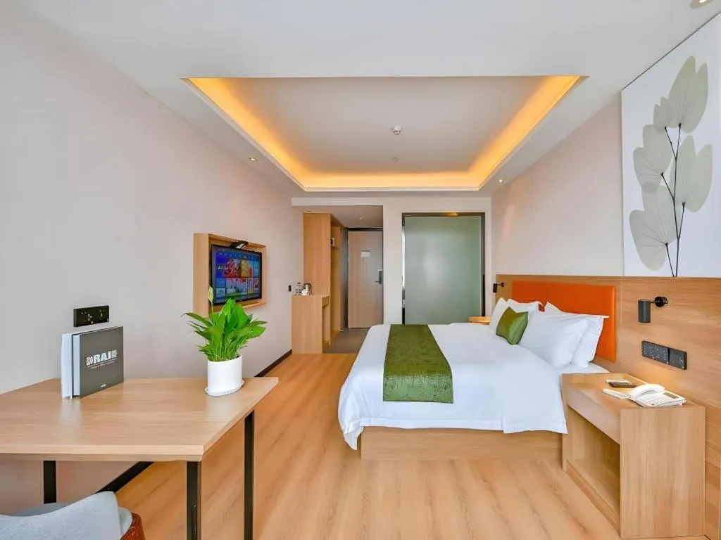 Bed in Green Tree Inn Express Zhejiang Zhoushan Xincheng Zheda