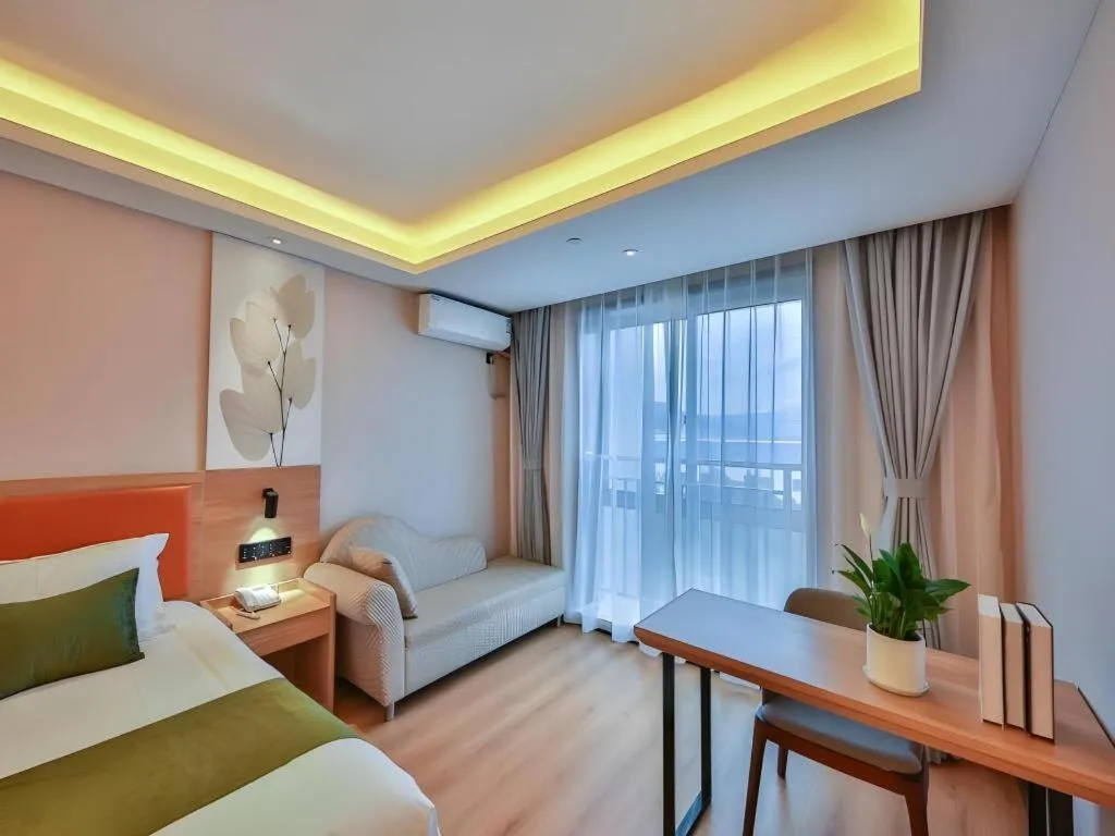 Bed in Green Tree Inn Express Zhejiang Zhoushan Xincheng Zheda