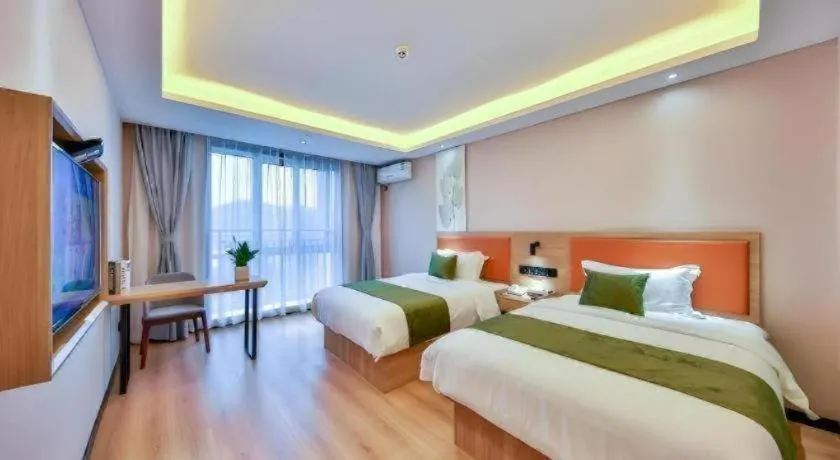 Bed in Green Tree Inn Express Zhejiang Zhoushan Xincheng Zheda