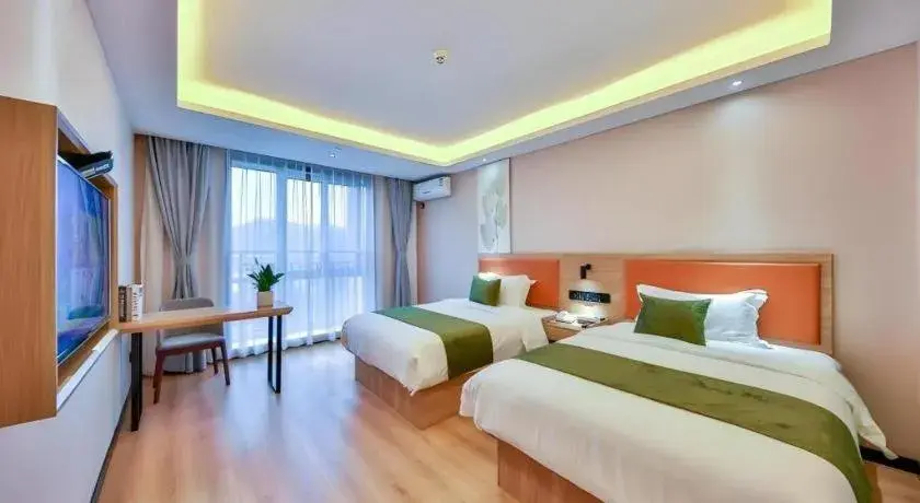 Bed in Green Tree Inn Express Zhejiang Zhoushan Xincheng Zheda Bed in Green Tree Inn Express Zhejiang Zhoushan Xincheng Zheda