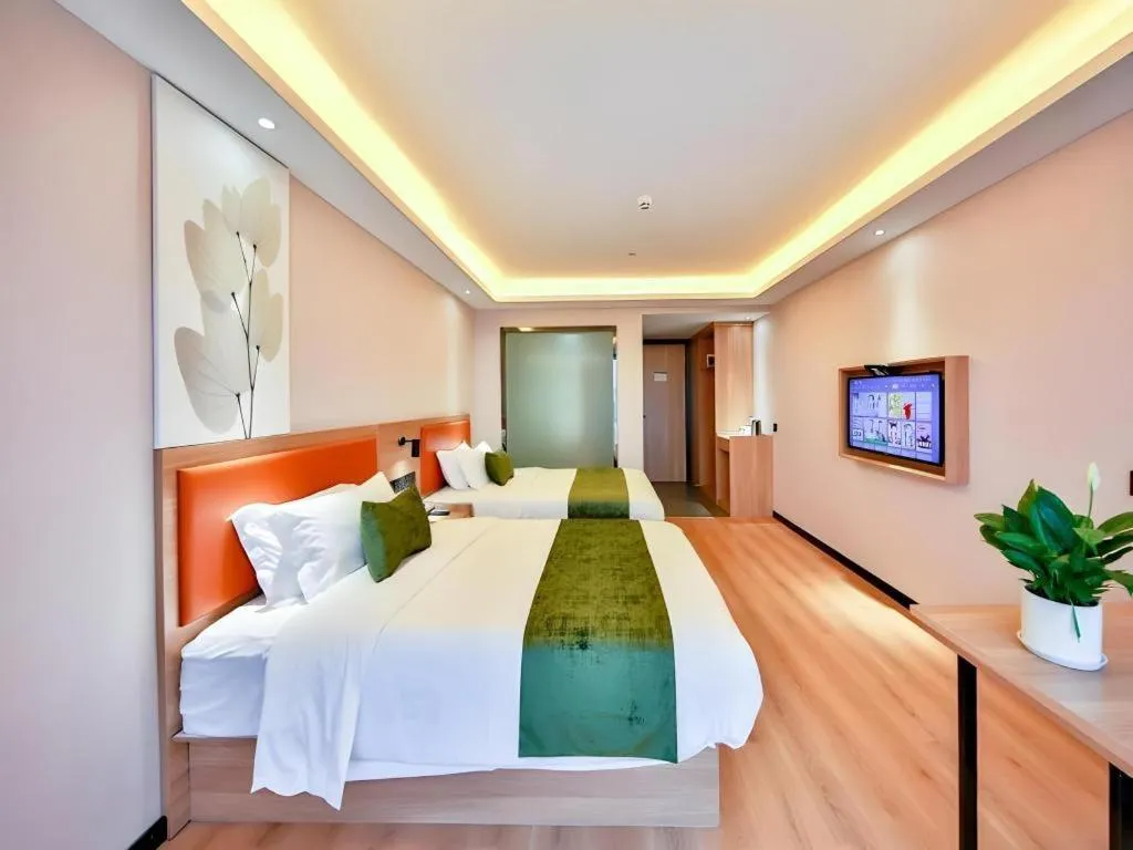 Bed in Green Tree Inn Express Zhejiang Zhoushan Xincheng Zheda