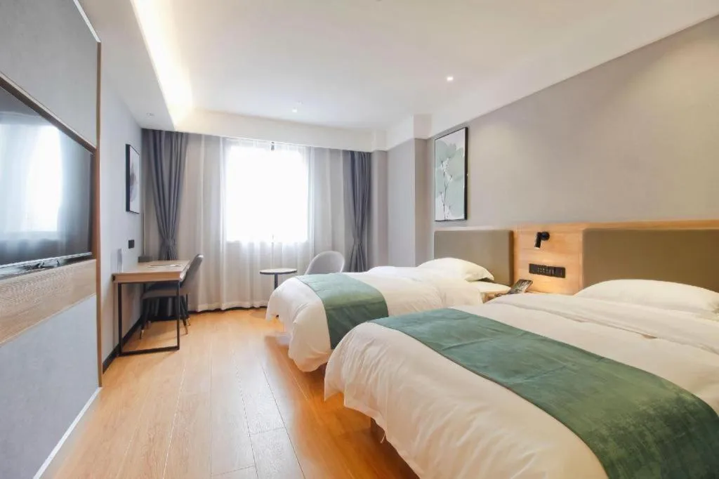 Bed in Green Tree Inn Anhui Hefei Binhu Zhuyuan Metro Station Dali Road