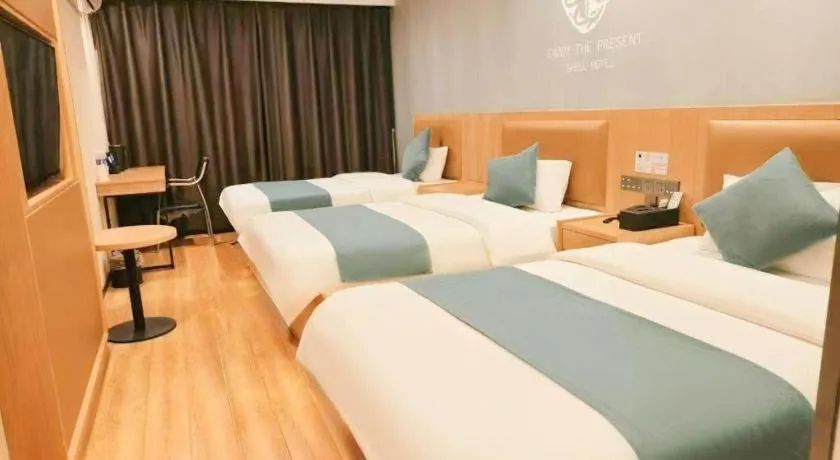 Bed in Shell Hotel Bozhou Lixin County Passenger Center