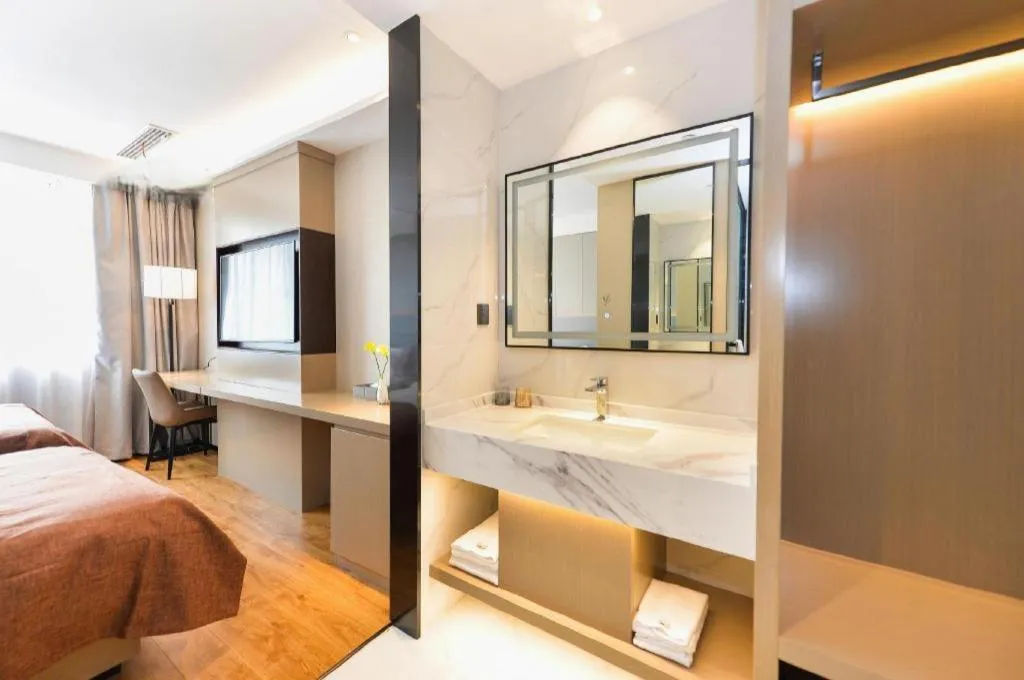 Bed in Gya Hotel Shanghai Xizang Bei Road Metro Station