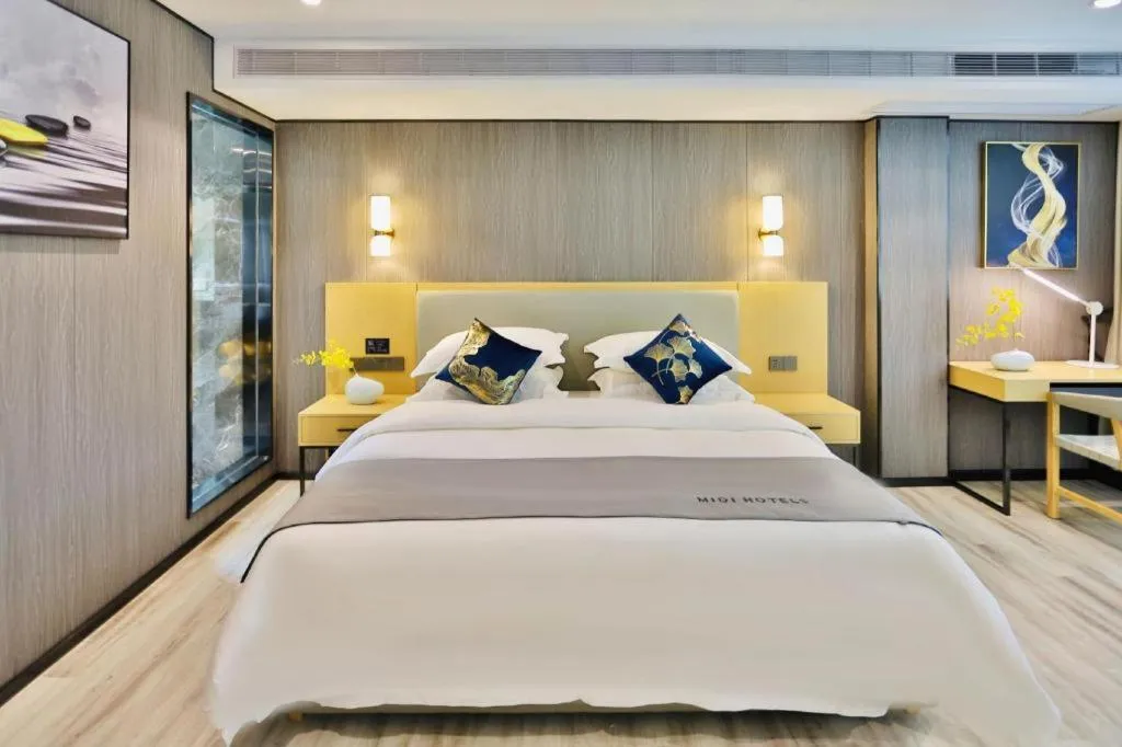 Bed in MIDI Hotel Guangdong Chaozhou Xiangqiao District Hanshan Teachers College