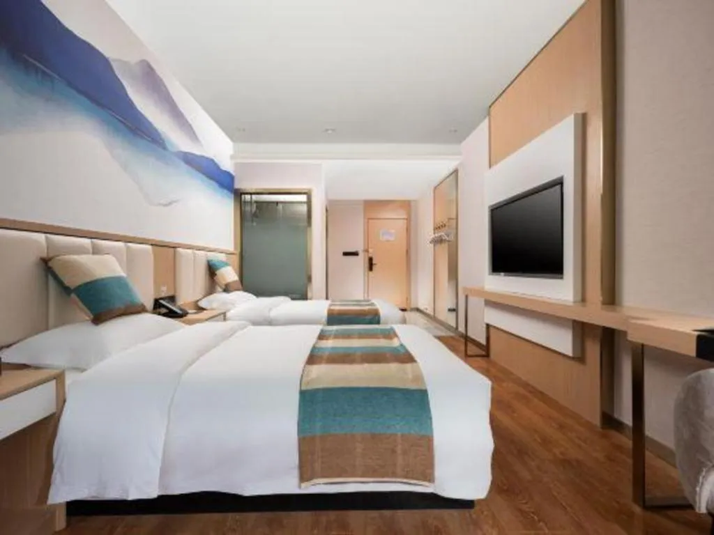 Bed in VX Hotel Beijing Daxing Wufutang Metro Station Zhongke Dianshanggu