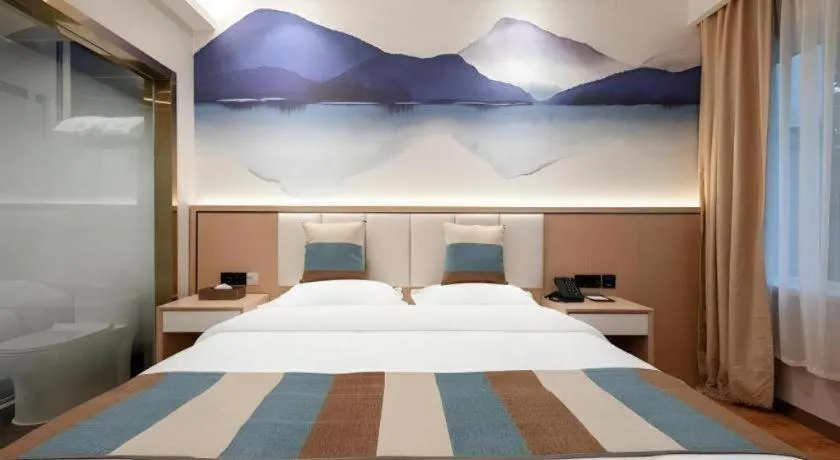 Bed in VX Hotel Beijing Daxing Wufutang Metro Station Zhongke Dianshanggu