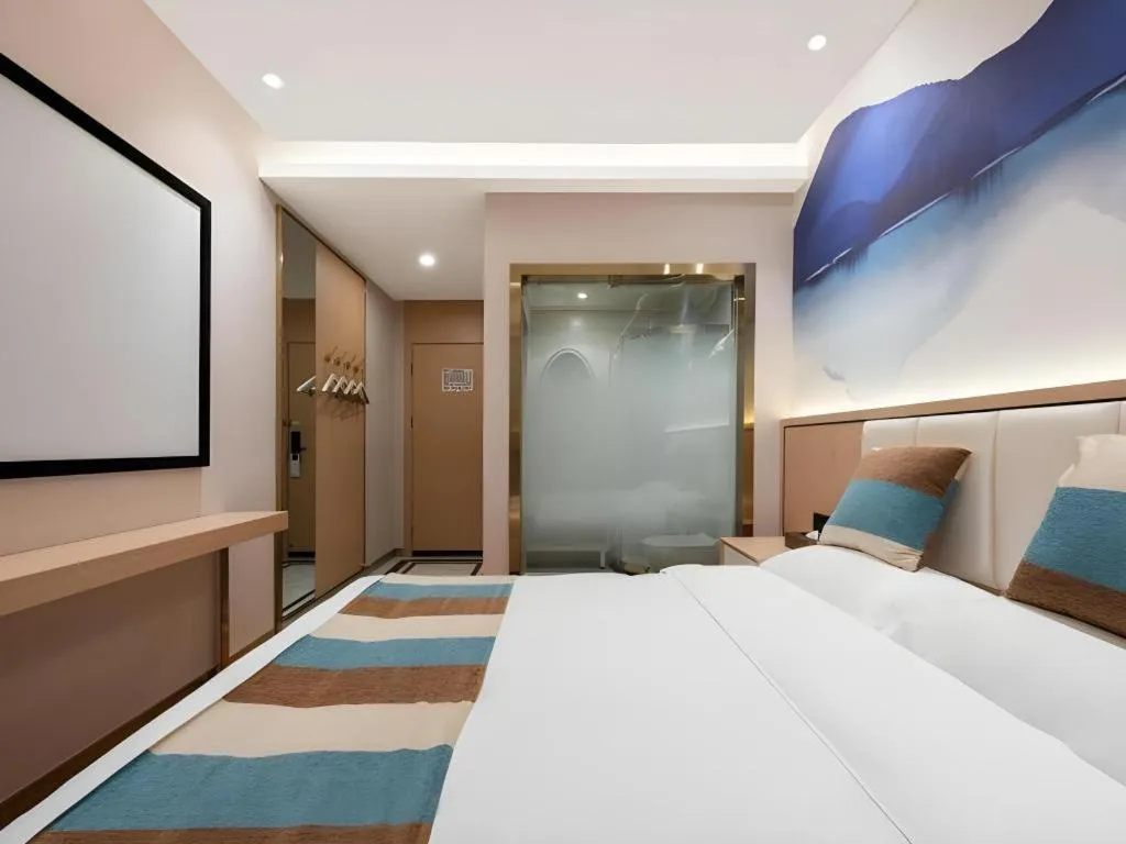 Bed in VX Hotel Beijing Daxing Wufutang Metro Station Zhongke Dianshanggu