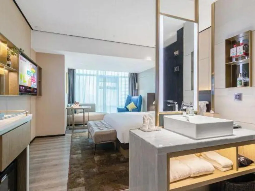 Bed in Echarm Plus Hotel Hangzhou Binjiang Xingguang Avenue