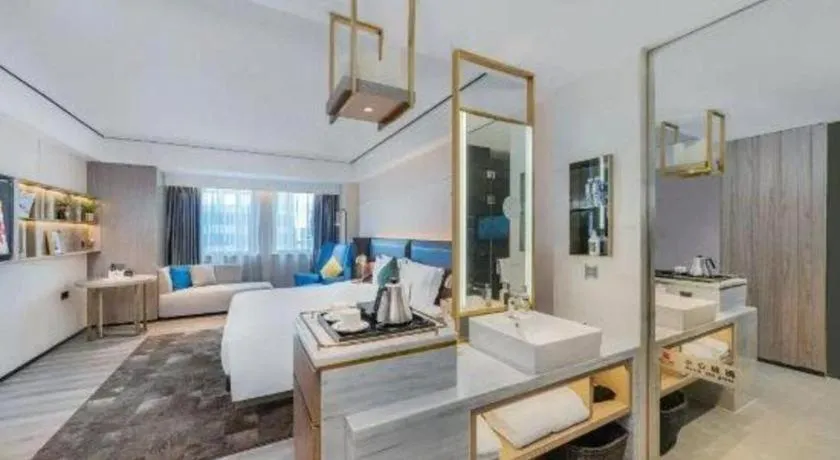 Bed in Echarm Plus Hotel Hangzhou Binjiang Xingguang Avenue