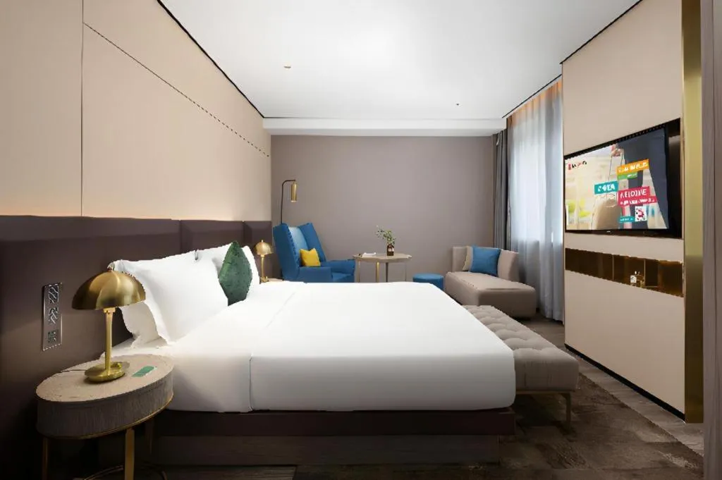 Bed in Echarm Plus Hotel Hangzhou Binjiang Xingguang Avenue