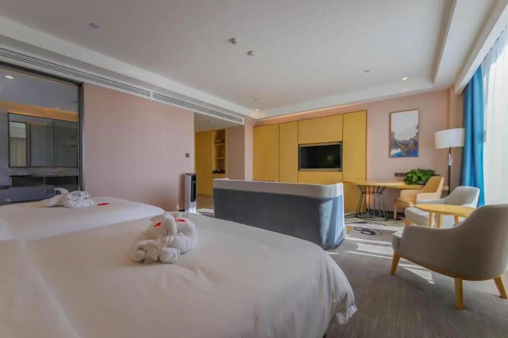 Bed in Venus Royal Hotel Ordos Yijinhuoluo Banner Olympic