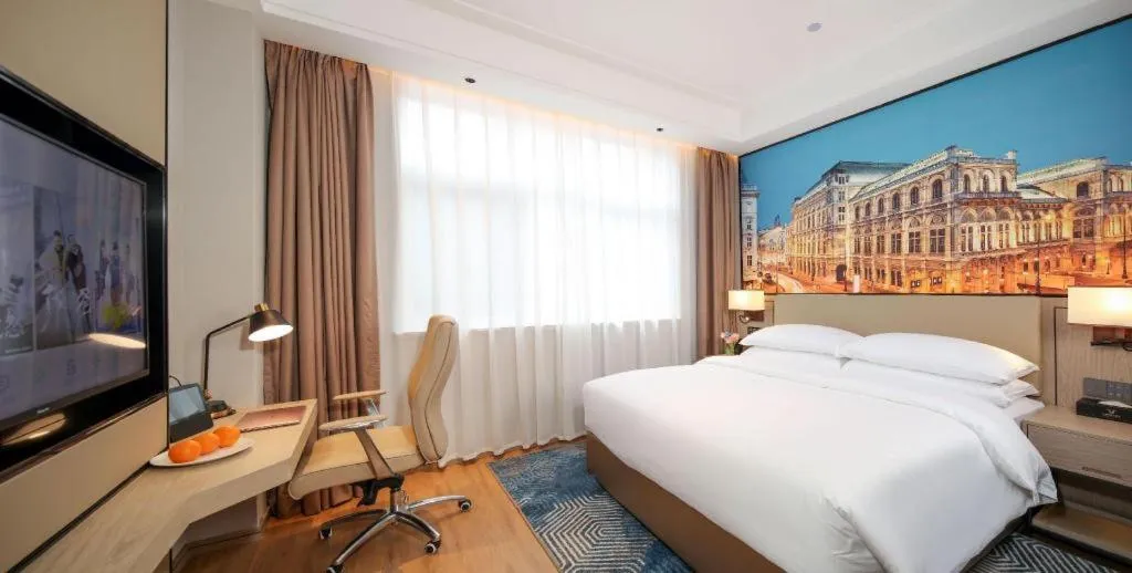 Bed in Vienna Hotel Shaanxi Xiianyang Yangling South Station