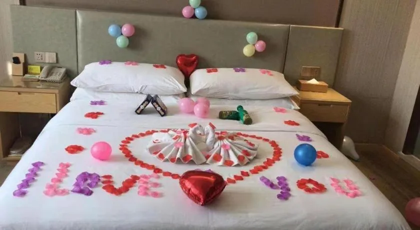 Bed in Vienna Hotel Anhui Huainan Shou County South Gate of Ancient Town Jinrun Central City