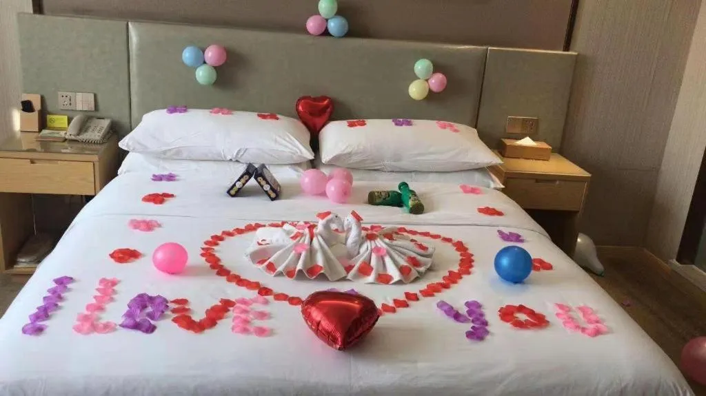 Bed in Vienna Hotel Anhui Huainan Shou County South Gate of Ancient Town Jinrun Central City