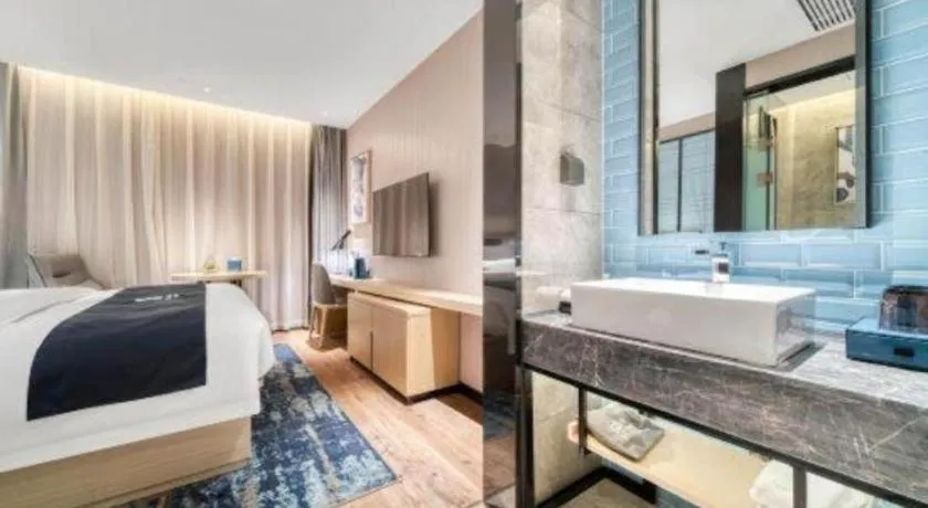 Bed in Echarm Hotel Chengdu Global Center Century City New Exhibition