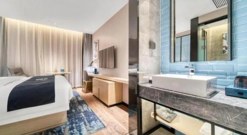 Bed in Echarm Hotel Chengdu Global Center Century City New Exhibition