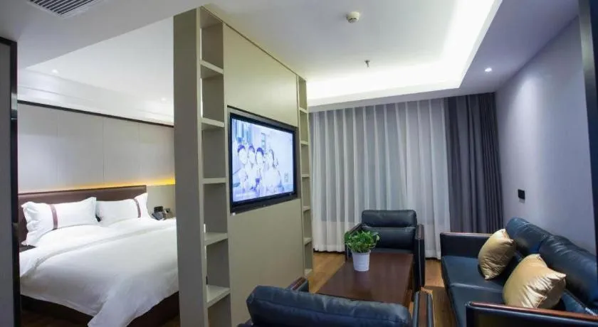 Bed in Gya Hotel Beijing Shunyi Yanjing Bridge