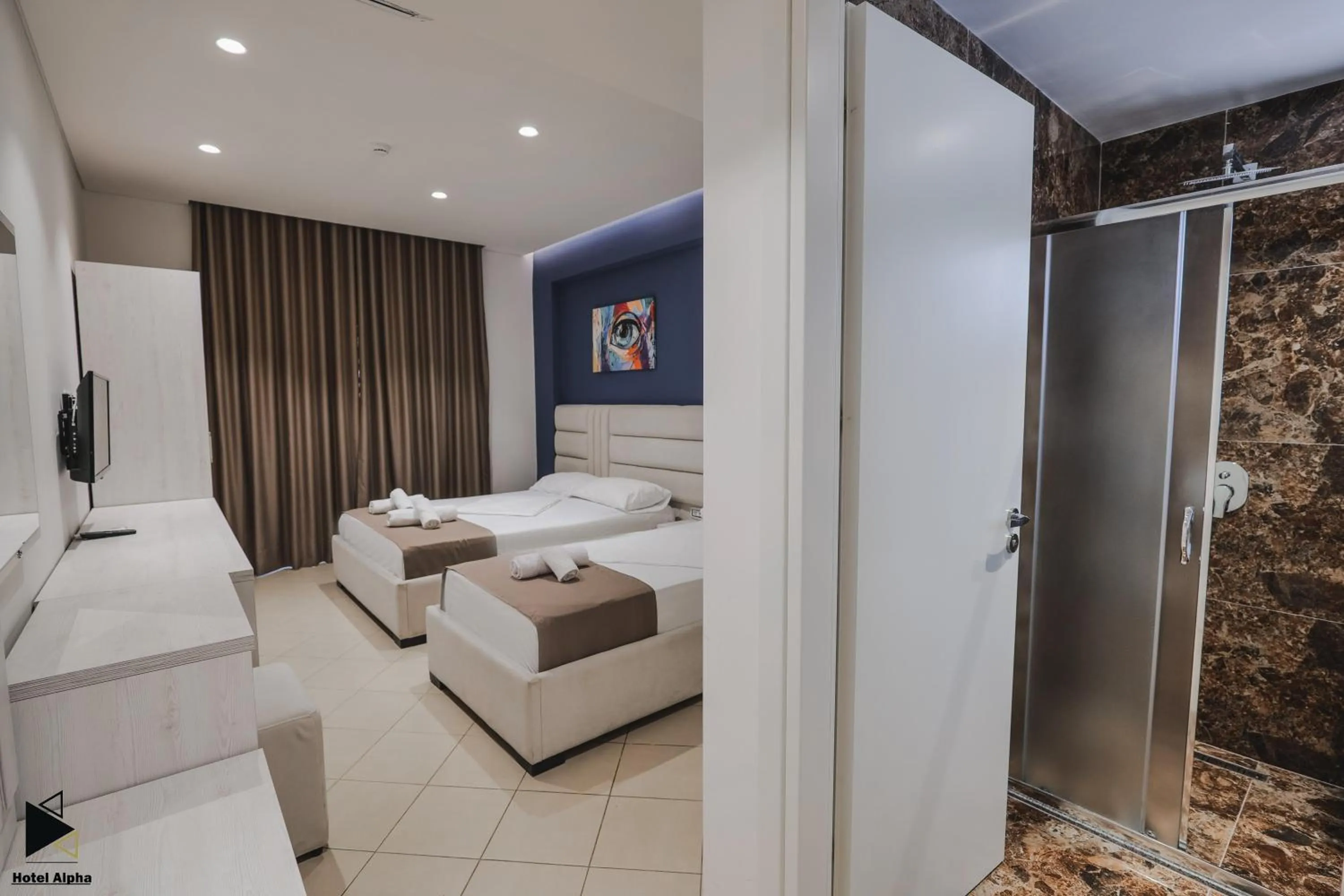 View (from property/room), Bed in Hotel Alpha