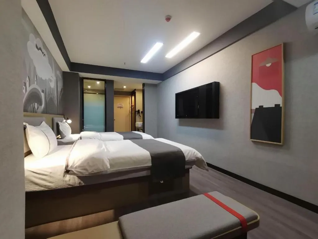 Bed in Thank Hotel Shanxi Lvliang Zhongyang County North Fengcheng Street