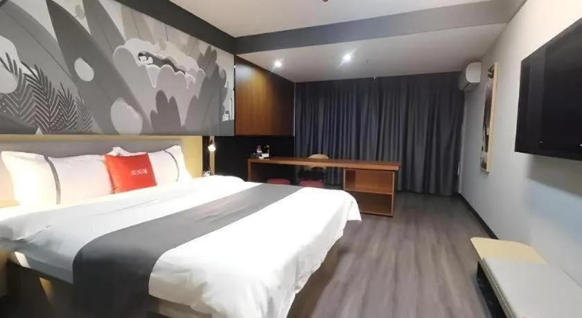 Bed in Thank Hotel Shanxi Lvliang Zhongyang County North Fengcheng Street