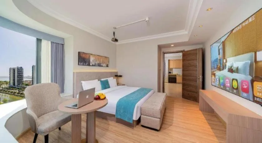 Bed in Poltton International Service Apartment Shanwei Urban District High-speed Railway Station