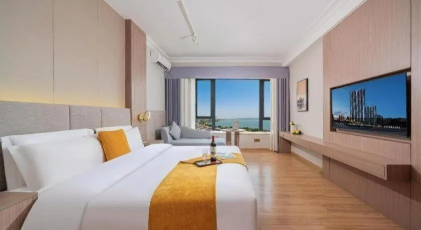 Bed in Poltton International Service Apartment Shanwei Urban District High-speed Railway Station