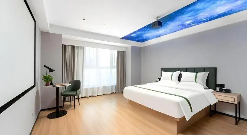 Bed in GreenTree Inn Jinan West Station Exhibition Center Bed in GreenTree Inn Jinan West Station Exhibition Center