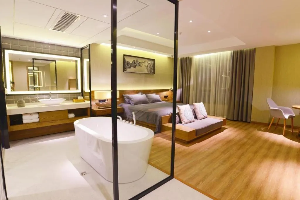 Bed in Yiqi Ecological Art Hotel Hangzhou Xixi Wetland Park Branch