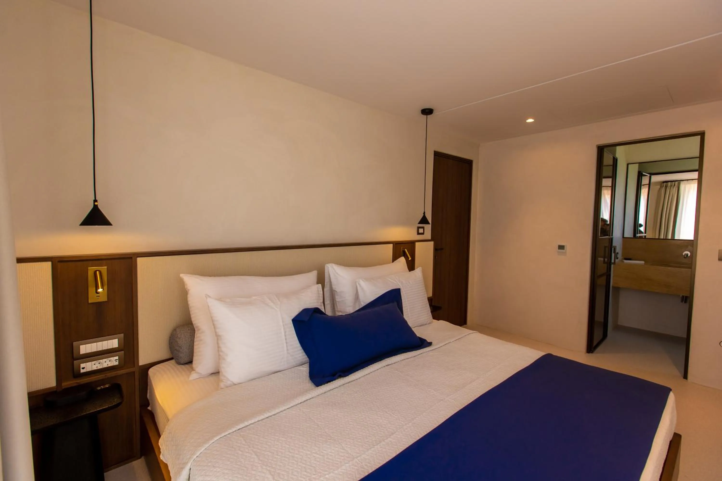 Bed in Islet Santorini Infinity Caldera Villa