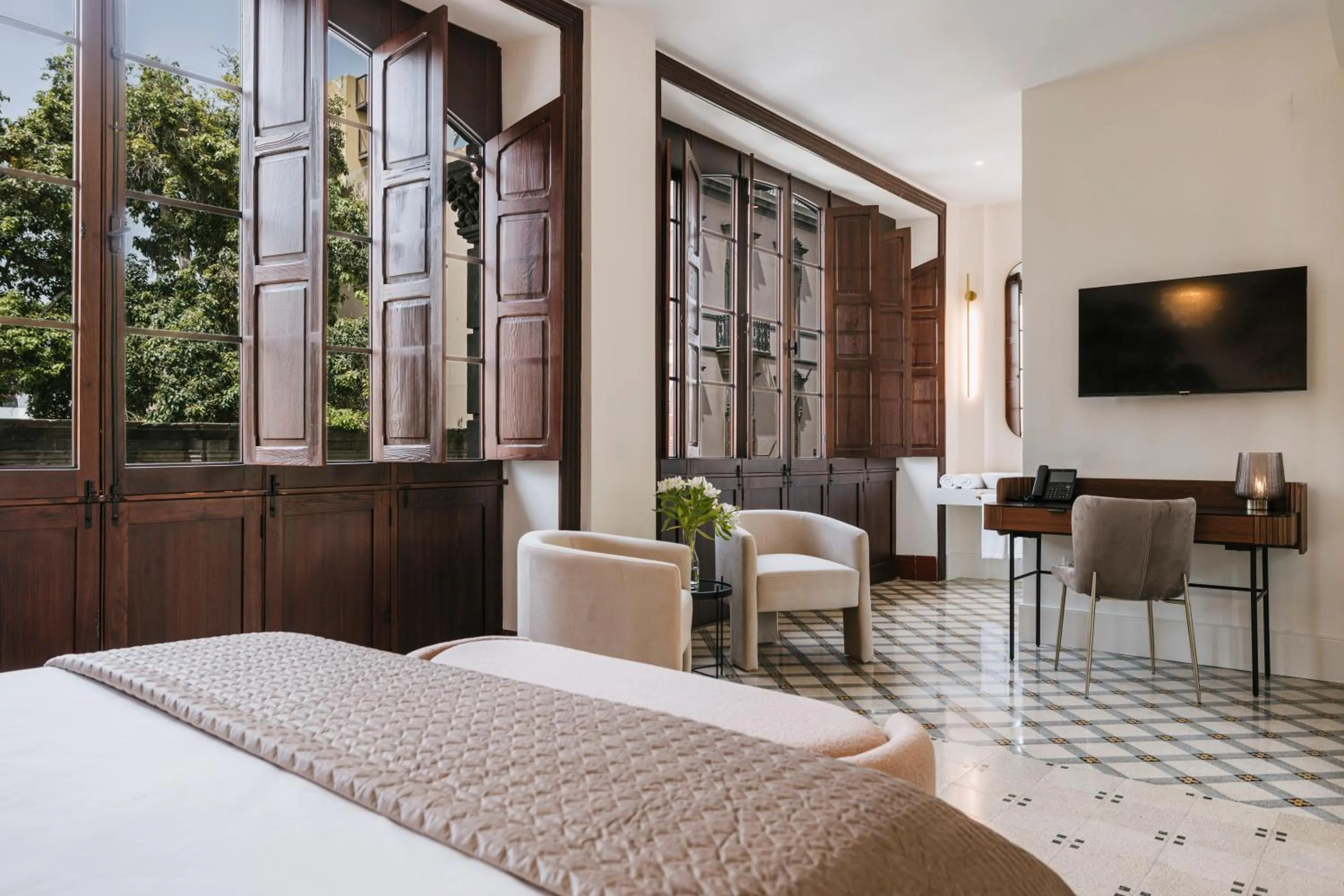 View (from property/room), Bed in MASANET Emblematic Hotels - Adults Only