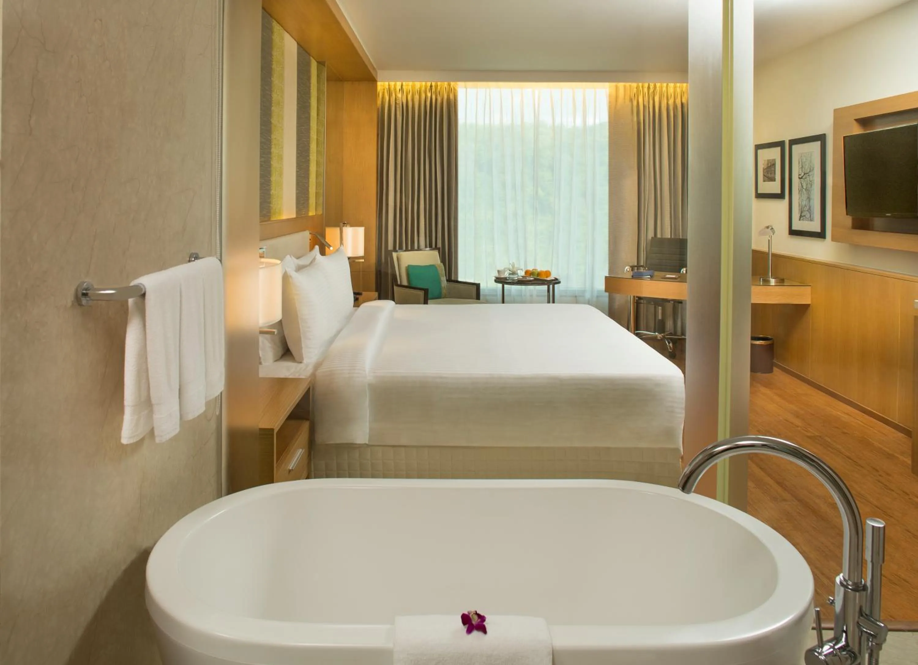 Bathroom, Bed in Radisson Blu Hotel Guwahati
