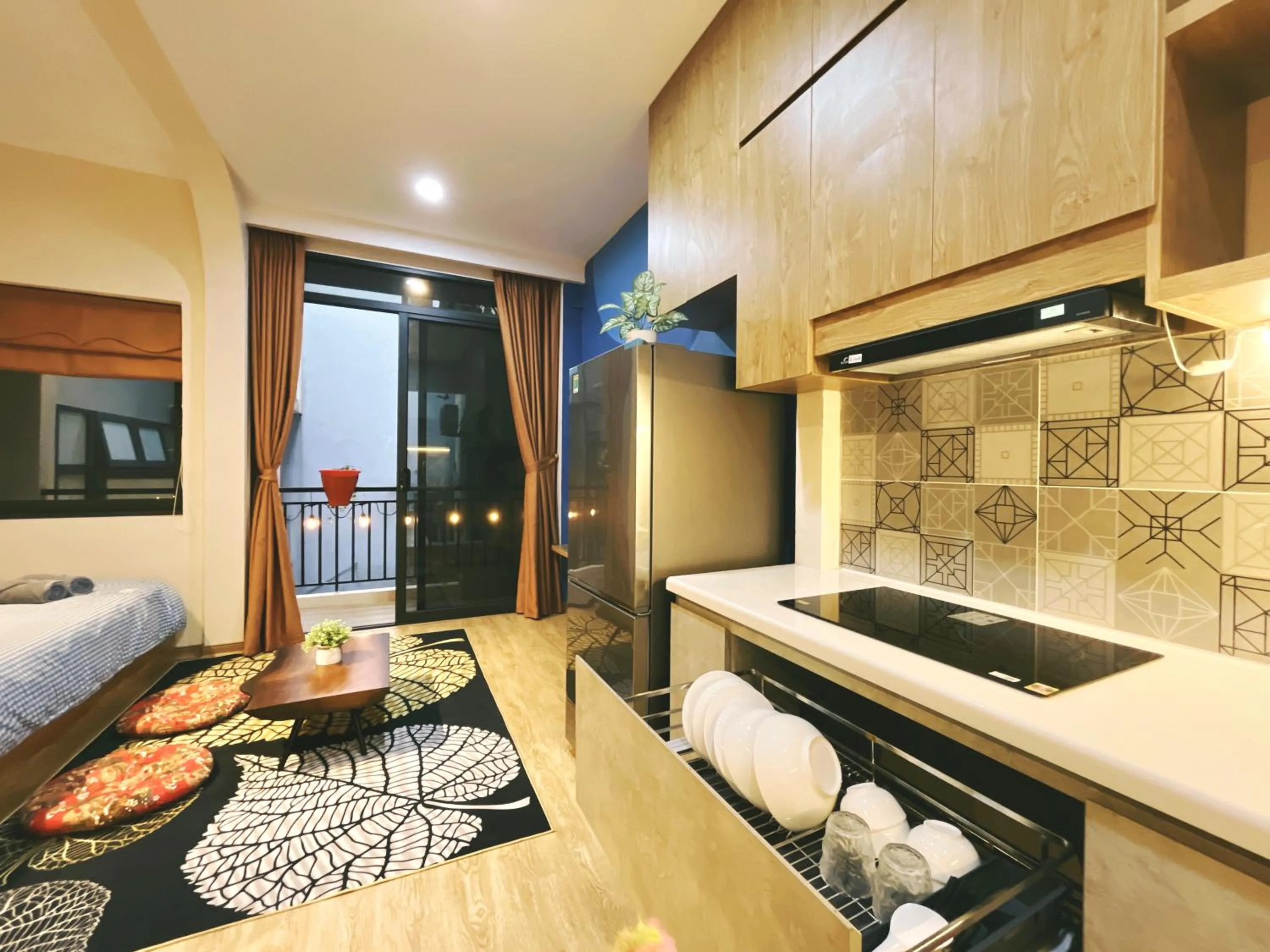 stove, Bed in The Shilla Apartment