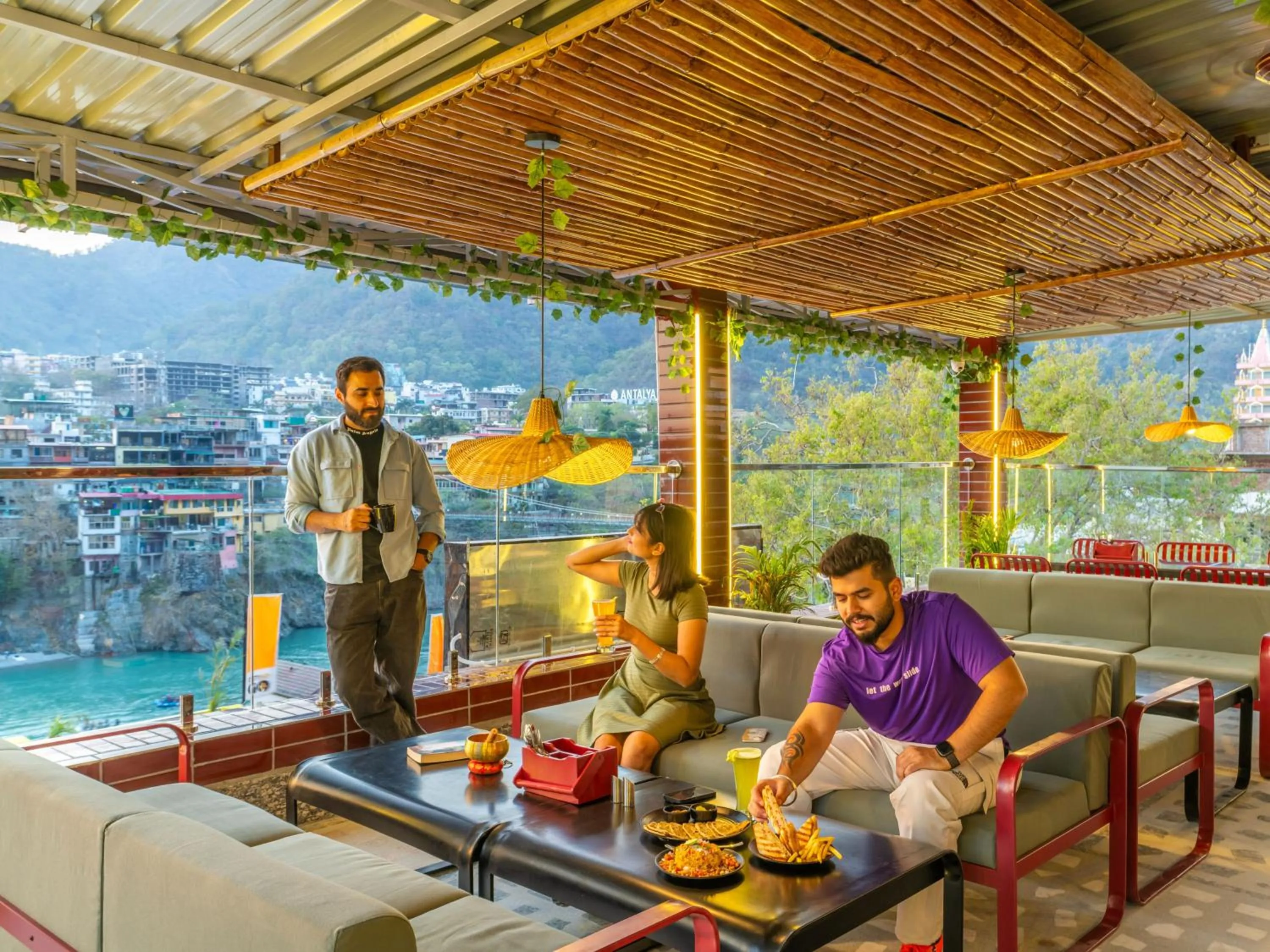 Patio in The Hosteller Rishikesh, Ganges