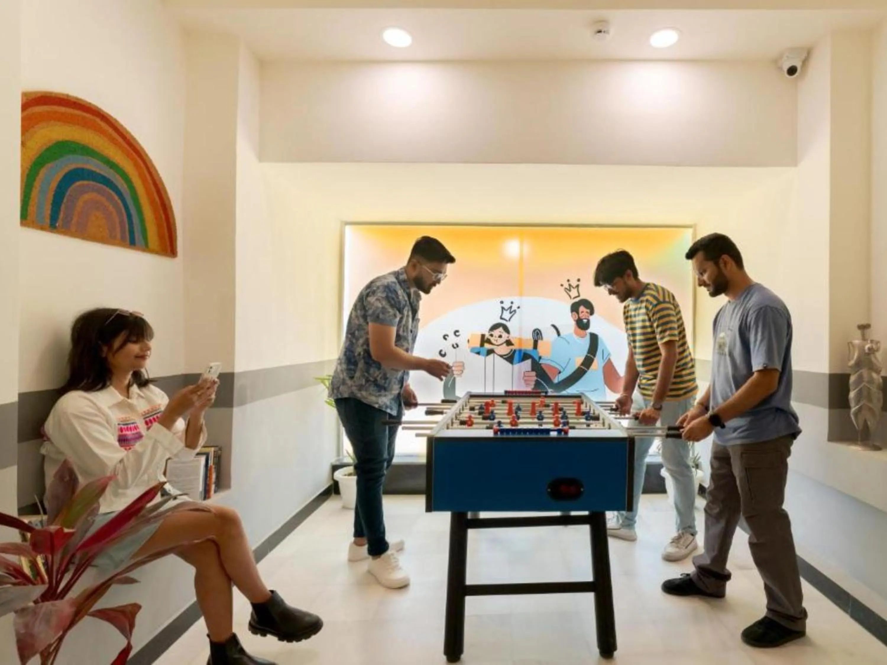 Communal lounge/ TV room in The Hosteller Jaipur, MI Road