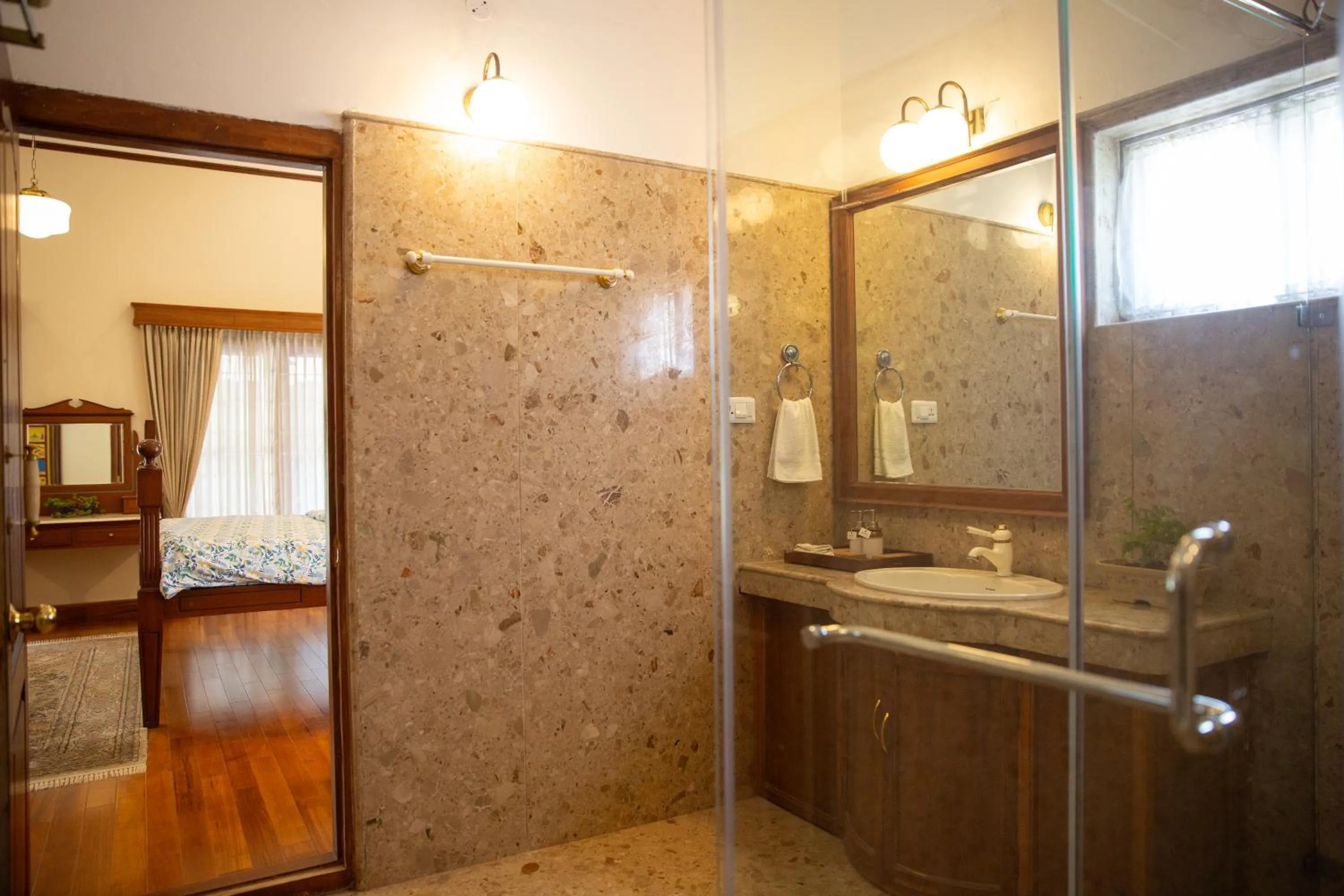 Bathroom in Marlihill Bungalow - A CGH Earth SAHA Experience