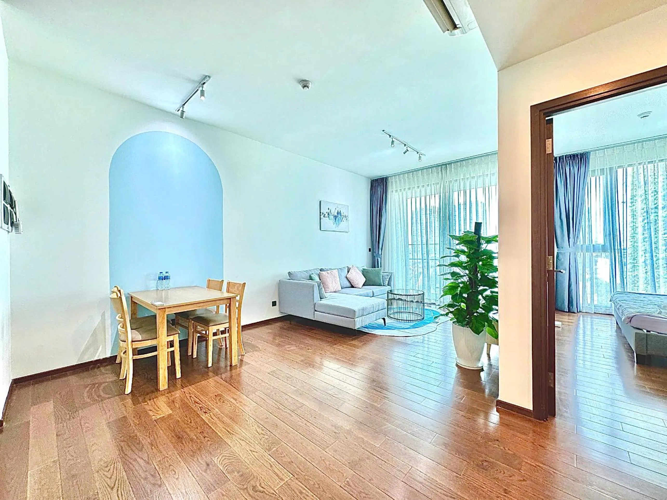 Bed in Homie's Dedge Thao Dien Luxury Apartment