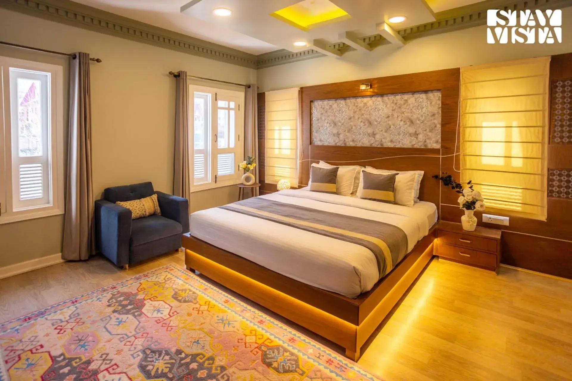 Bedroom, Bed in StayVista at Midsummer Moon - Mountain View with Courtyard Bedroom, Bed in StayVista at Midsummer Moon - Mountain View with Courtyard