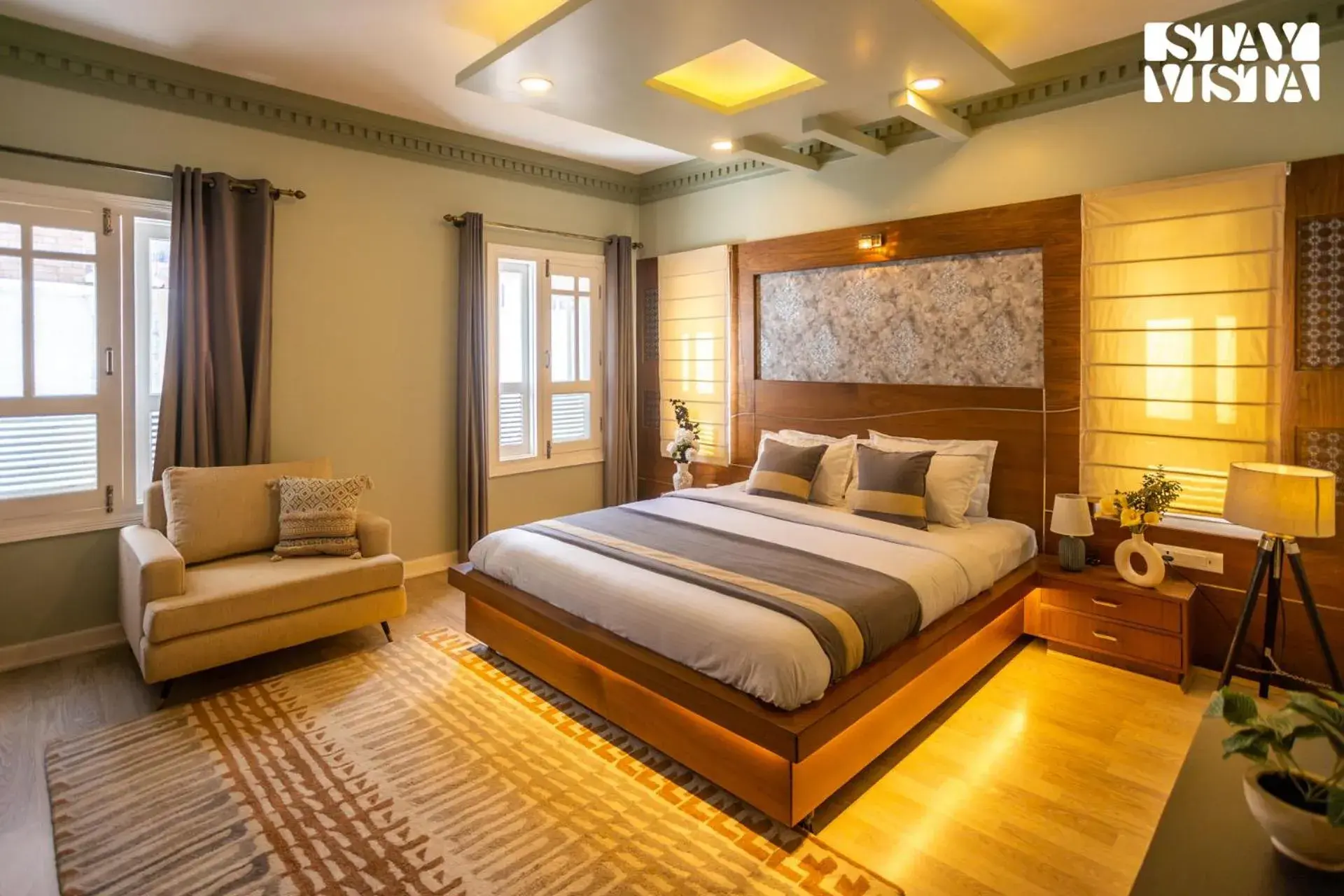 Bedroom, Bed in StayVista at Midsummer Moon - Mountain View with Courtyard Bedroom, Bed in StayVista at Midsummer Moon - Mountain View with Courtyard