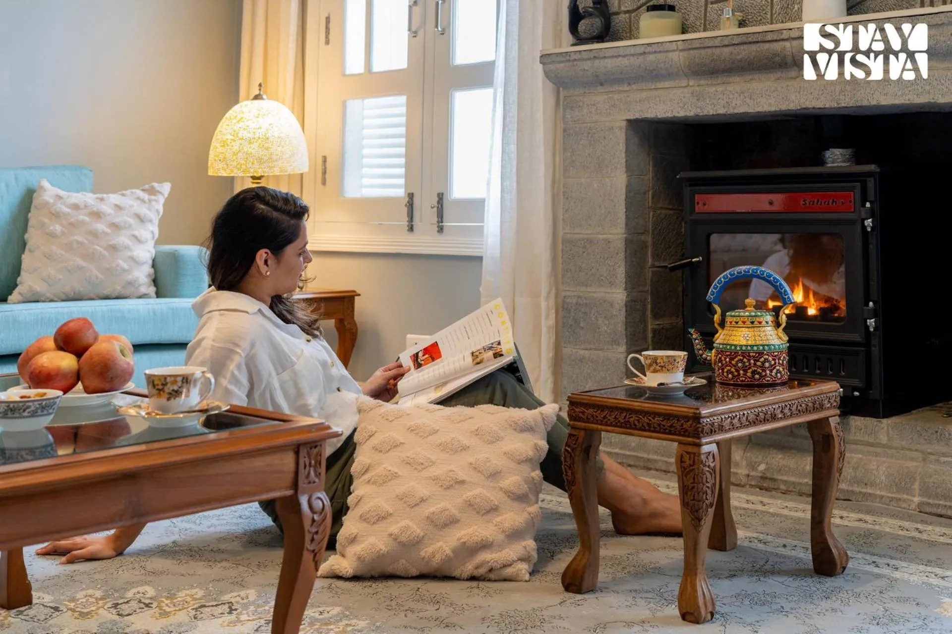 Living room in StayVista at Midsummer Moon - Mountain View with Courtyard